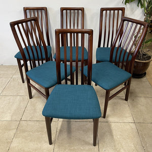 Set Of 6x Danish Modern Kai Kristiansen Model 170 Chairs Schou Andersen Rosewood