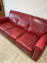 Load image into Gallery viewer, Modern Art Deco 1930s French Club Cigar Style Red Leather Sofa Settee