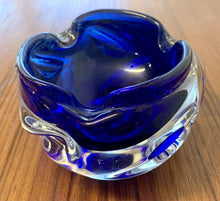 Load image into Gallery viewer, Vintage Bohemia Czech Art Glass Josef Hospodka Blue Ashtray Trinket Dish