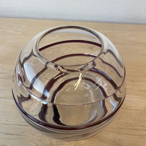 Murano Glass Vase With Textured Ribbon Swirl Ball 6.5” x 6.5"