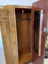 Load image into Gallery viewer, Lovely 1930s Art Deco Burr Walnut Single Wardrobe With Key