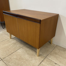 Load image into Gallery viewer, Small G Plan Teak Record Cabinet Small Sideboard On Tapered Wooden Legs