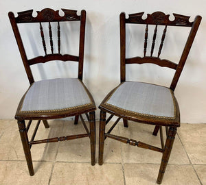 Pair Of Antique Matching Victorian Bedroom Occasional Chairs