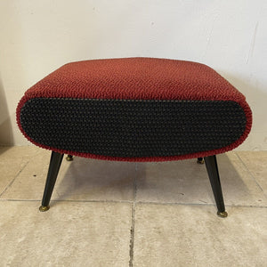 Mid Century Atomic Era 1950s Sherborne Pandora Sewing Box Footstool Red Black