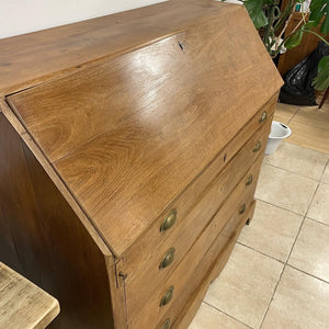 Large Rustic Antique Victorian Danish Oak Bureau Desk Drawers