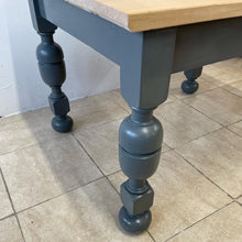 Load image into Gallery viewer, Reclaimed Solid Oak Farmhouse Kitchen Dining Table Solid Maple Top F&amp;B Downpipe