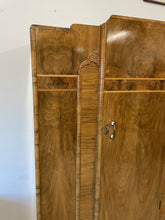 Load image into Gallery viewer, Lovely 1930s Art Deco Burr Walnut Single Wardrobe With Key