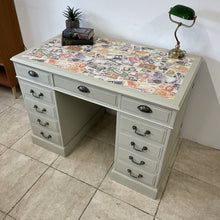 Load image into Gallery viewer, Small Antique Victorian Pedestal Partners Desk In Farrow and Ball Bone