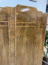 Load image into Gallery viewer, Lovely 1930s Art Deco Burr Walnut Single Wardrobe With Key