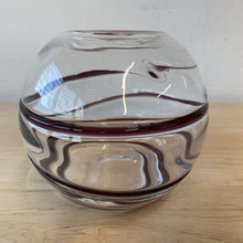 Load image into Gallery viewer, Murano Glass Vase With Textured Ribbon Swirl Ball 6.5” x 6.5&quot;