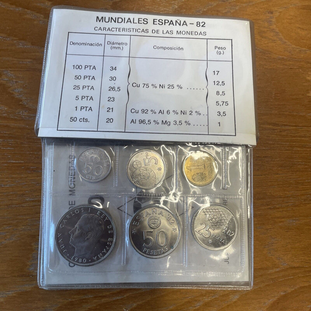 World Cup 82 Spain 'Espana Mundial' 1982 Coin Set in Calfskin Folder