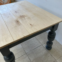 Load image into Gallery viewer, Reclaimed Solid Oak Farmhouse Kitchen Dining Table Solid Maple Top F&amp;B Downpipe