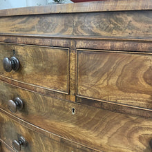 Load image into Gallery viewer, Large Antique Victorian 2 Over 4 Flame Mahogany Bow Fronted Chest Of Drawers