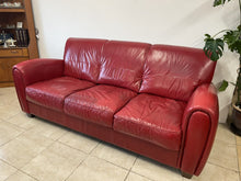 Load image into Gallery viewer, Modern Art Deco 1930s French Club Cigar Style Red Leather Sofa Settee