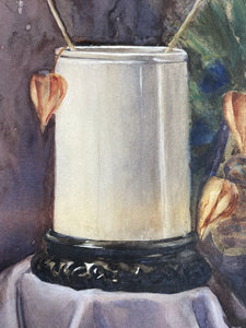 Small Original Antique Watercolour Still Life Painting Signed William Laird 1910