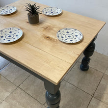 Load image into Gallery viewer, Reclaimed Solid Oak Farmhouse Kitchen Dining Table Solid Maple Top F&amp;B Downpipe