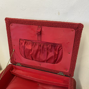 Mid Century Atomic Era 1950s Sherborne Pandora Sewing Box Footstool Red Black