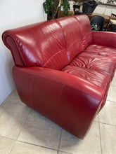 Load image into Gallery viewer, Modern Art Deco 1930s French Club Cigar Style Red Leather Sofa Settee