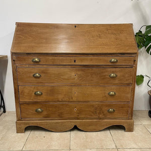 Large Rustic Antique Victorian Danish Oak Bureau Desk Drawers