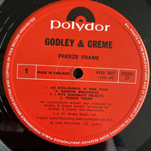 Load image into Gallery viewer, Godley Creme- Freeze Frame 1979 Vinyl LP Ex+/Ex+ Polydor Lyrics Inner