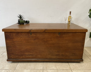 Large Victorian Camphor Wood Blanket Box Chest Trunk Coffee Table