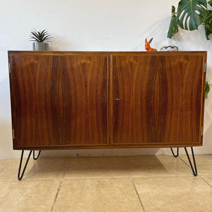 Danish Mid Century Poul Hundevad Rosewood Sideboard Cabinet On Hairpin Legs