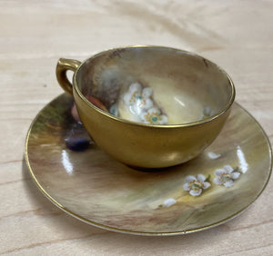 Royal Worcester Signed Hand Painted Miniature Cup And Saucer Fruit T Lockyer