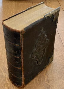 Illustrated National Family Bible Scott & Henry Leather Bound Brass Clasps c1880