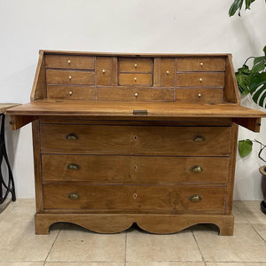 Large Rustic Antique Victorian Danish Oak Bureau Desk Drawers