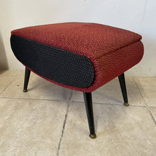 Load image into Gallery viewer, Mid Century Atomic Era 1950s Sherborne Pandora Sewing Box Footstool Red Black