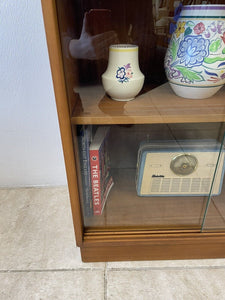 Mid Century Double Teak Glazed Bookcase Record Storage