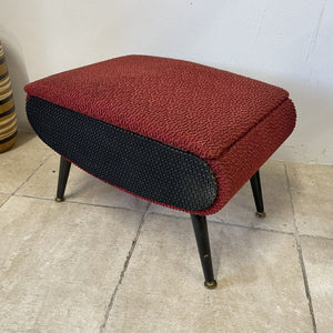 Mid Century Atomic Era 1950s Sherborne Pandora Sewing Box Footstool Red Black