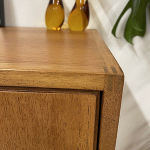 Danish Teak Modernist Storage Record Cabinet On Tapered Wooden Legs