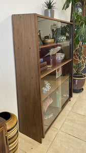 Unusual Mid Century Glazed Sloping Bookcase Display Cabinet