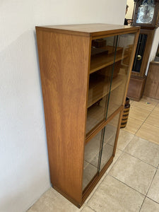 Mid Century Double Teak Glazed Bookcase Record Storage