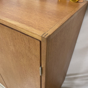 Danish Teak Modernist Storage Record Cabinet On Tapered Wooden Legs