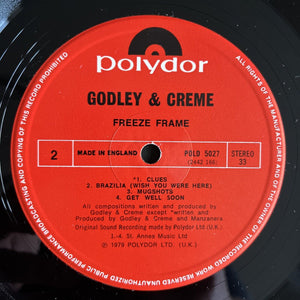 Godley Creme- Freeze Frame 1979 Vinyl LP Ex+/Ex+ Polydor Lyrics Inner