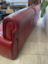 Load image into Gallery viewer, Modern Art Deco 1930s French Club Cigar Style Red Leather Sofa Settee