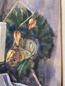 Small Original Antique Watercolour Still Life Painting Signed William Laird 1910