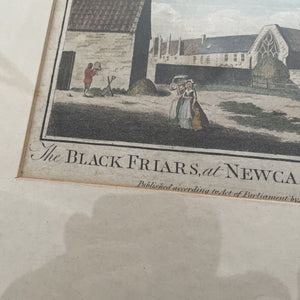 Original antique print, BLACKFRIARS, NEWCASTLE, NORTHUMBERLAND, Boswell, 1786