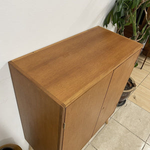 Danish Teak Modernist Storage Record Cabinet On Tapered Wooden Legs