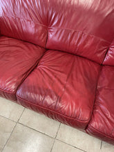 Load image into Gallery viewer, Modern Art Deco 1930s French Club Cigar Style Red Leather Sofa Settee