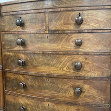 Load image into Gallery viewer, Large Antique Victorian 2 Over 4 Flame Mahogany Bow Fronted Chest Of Drawers
