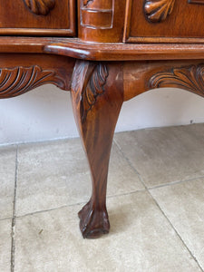 Solid Mahogany Reproduction Chippendale Style Breakfront Sideboard Claw And Ball