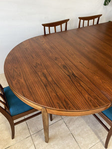 Large MCM Round Danish Rosewood Extending Dining Table Niels Koefoed Hornslet