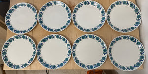 Set of 8x Retro 1960s Johnson Brothers Snowhite 9” Salad Luncheon Plates