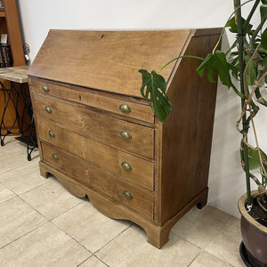 Large Rustic Antique Victorian Danish Oak Bureau Desk Drawers