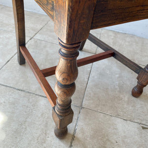 Pair Of Antique Arts And Crafts Oak Ladder Back Dining Chairs With Rush Seats.