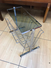 Load image into Gallery viewer, Stylish Mid-Century Chrome and Smoked Glass Magazine Rack 1970s.