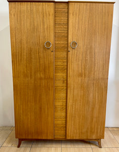 Vintage Mid Century Modern Double Wardrobe In French Walnut By Wrighton.